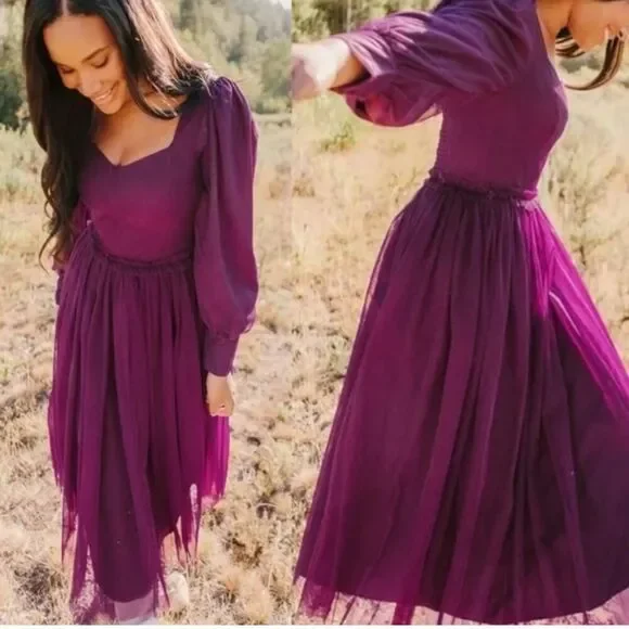 NWT Ivy City Co Florence Tulle Dress Plum size Large - Picture 1 of 13